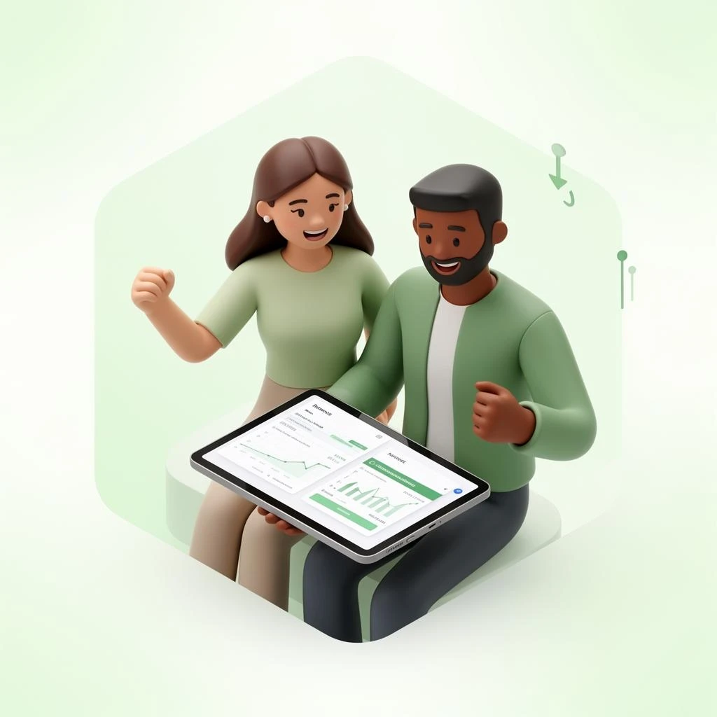 Henkilö tutkii lainatarjouksia tabletilla